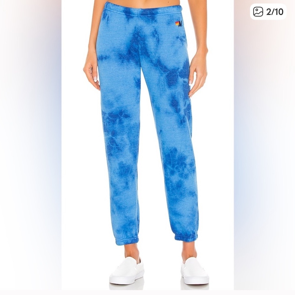 Aviator Nation Hand Dyed Sweatpant in Tie Dye Crystal Royal